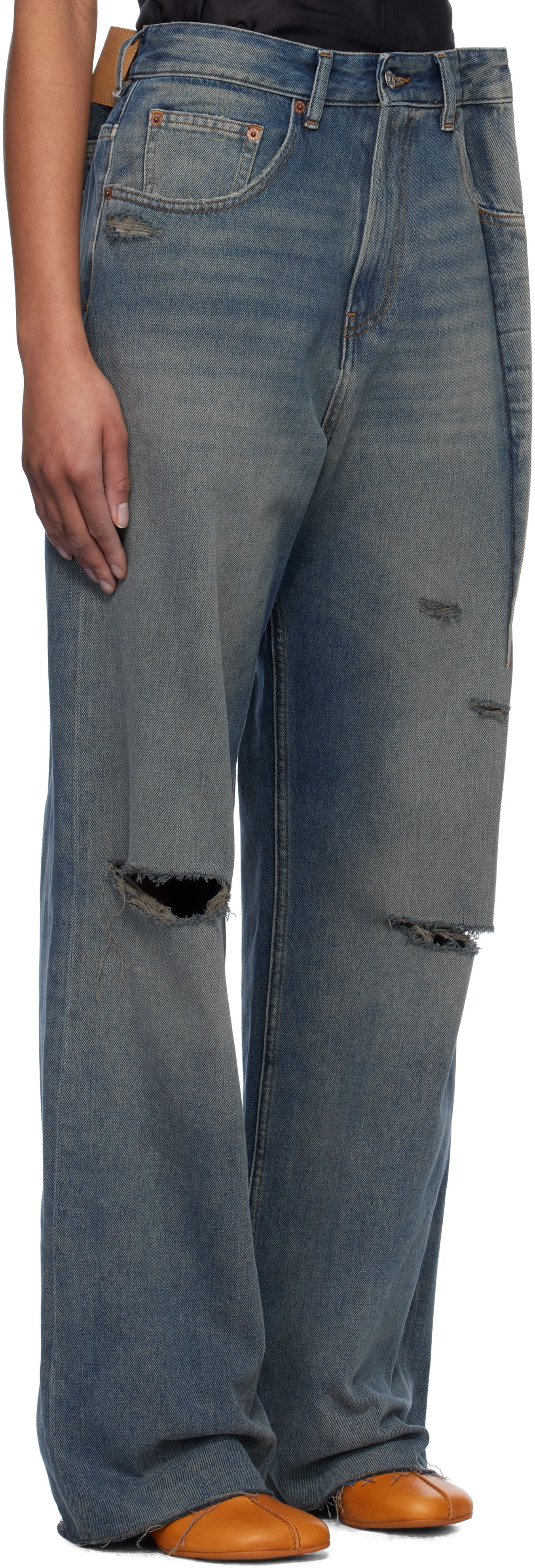 Džínsy Maison Margiela MM6 Maison Margiela Distressed Darting Jeans Modrá | S52LA0245 M30017, 1