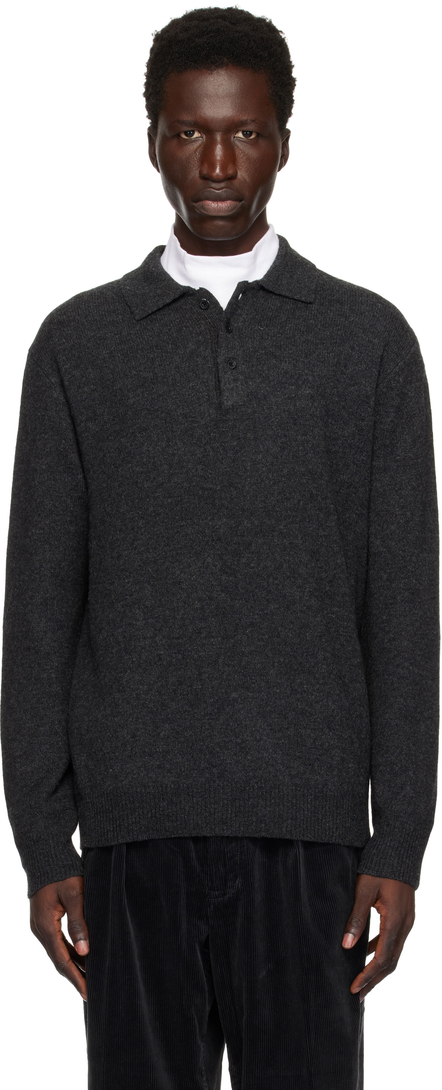 Sveter BEAMS BEAMS PLUS Knit Polo Šedá | 38120004103, 0