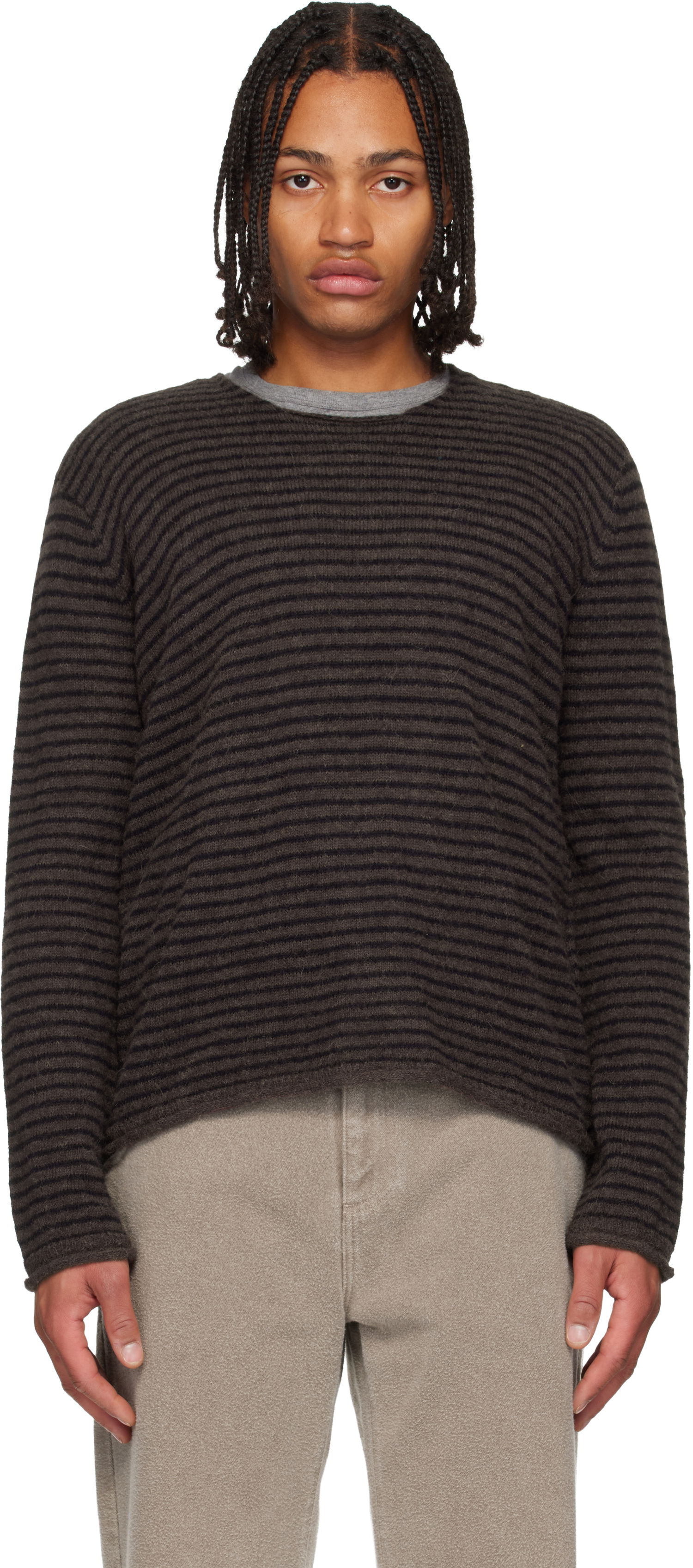 Sveter OUR LEGACY Striped Rigid Popover Sweater Hnedá | M4253RD, 0