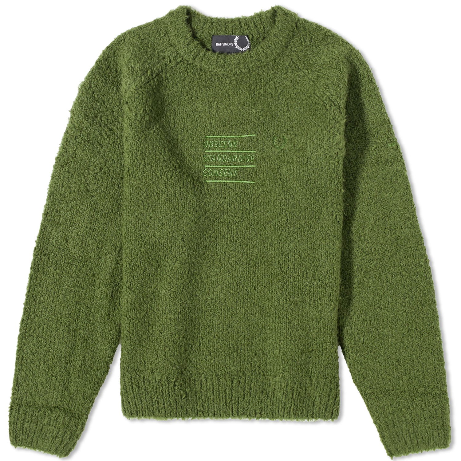 Sveter Fred Perry Raf Simons x Fluffy Crewneck Zelené | SK6518-M26, 0