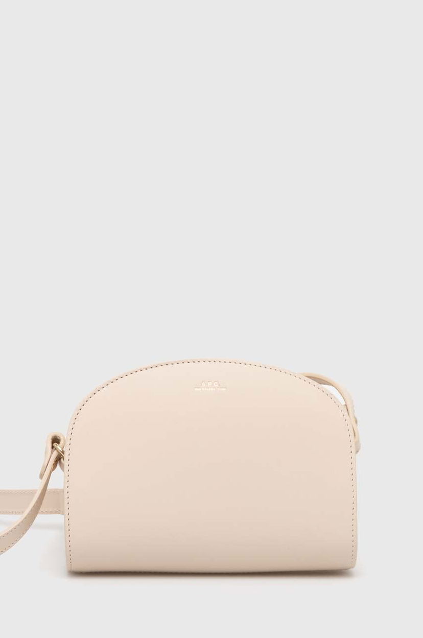 Taška cez rameno A.P.C. Leather Crossbody Bag Sac Demi-Lune Mini Béžová | PXAWV.F61392.AAH