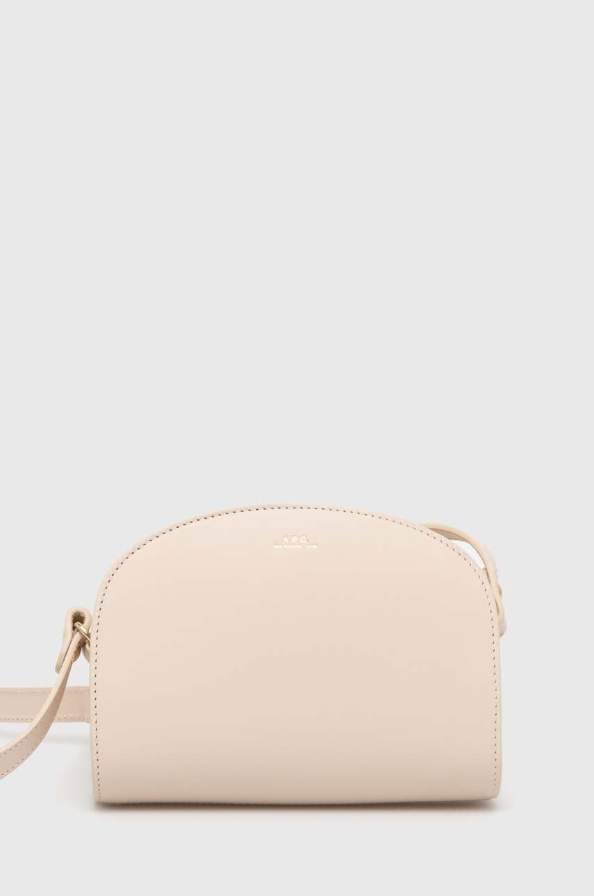 Taška cez rameno A.P.C. Leather Crossbody Bag Sac Demi-Lune Mini Béžová | PXAWV.F61392.AAH, 0