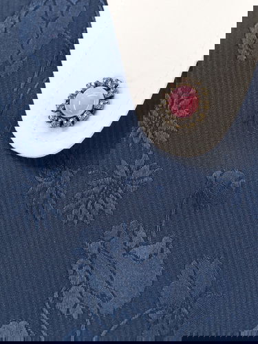 Košeľa Valentino Valentino Embroidered Collar Long Sleeve Blouse Modrá | 6B3AB7A697CD51, 2
