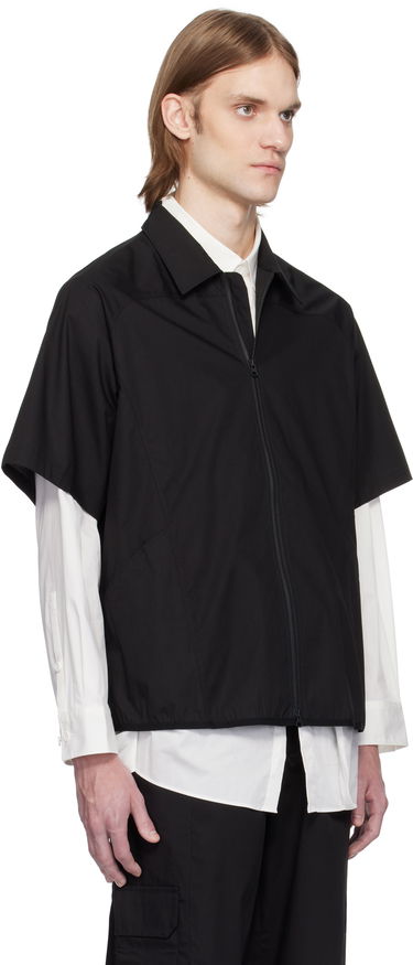 Košeľa GR10K GR10K Poplin Zip-Up Short Sleeve Shirt Čierna | BG127084DI, 1