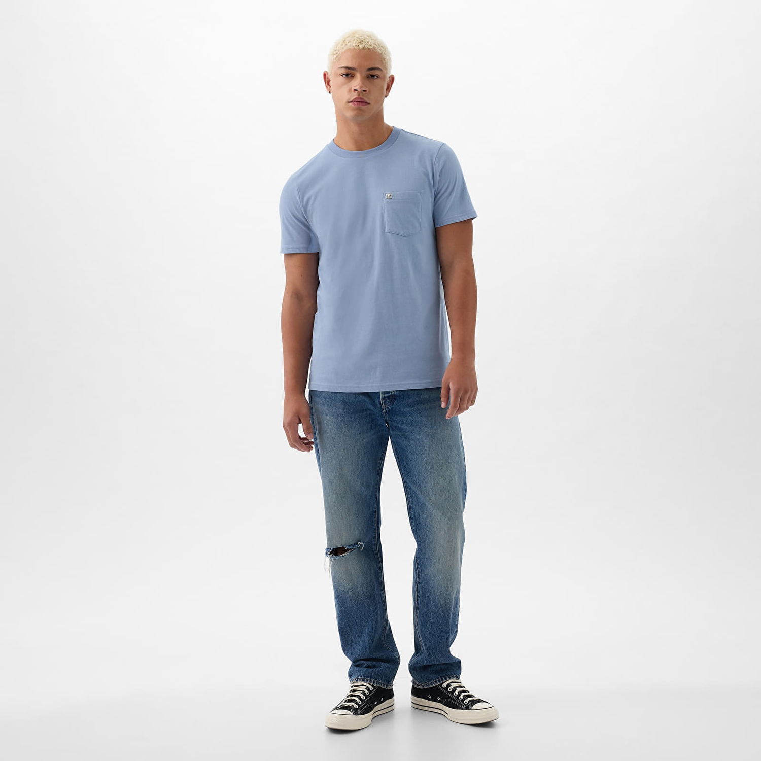 Tričko GAP Pocket Micro Logo Tee Distant Blue Modrá | 857901-01, 1