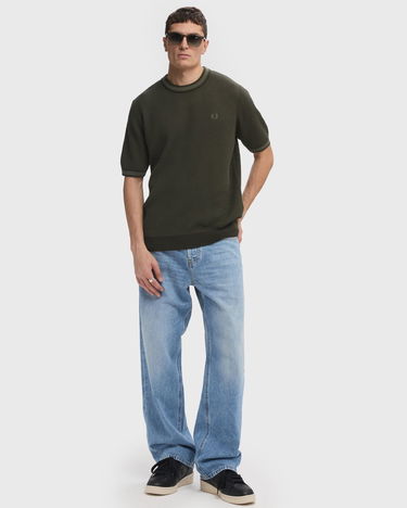 Tričko Fred Perry Textured Knitted T-Shirt With Short Sleeves Zelené | K6538-408, 1