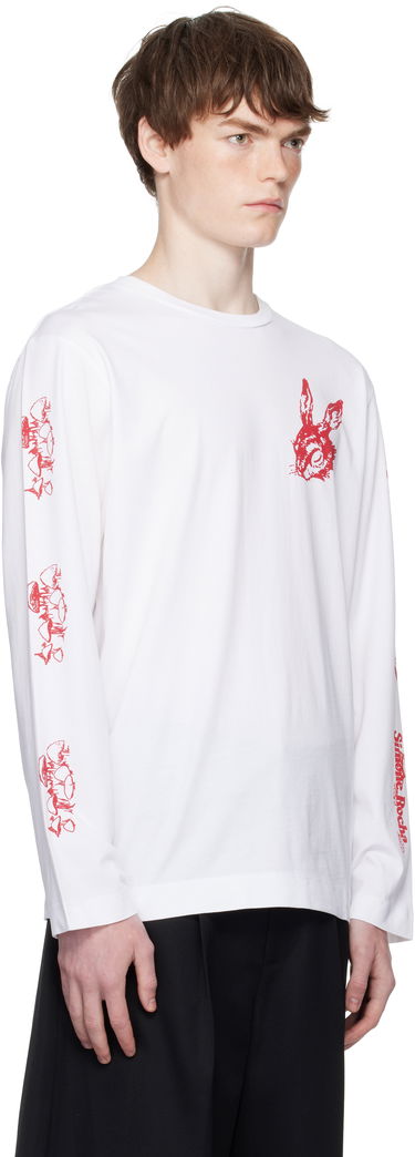Tričko Simone Rocha Simone Rocha Tortoise & Hare Graphic Long Sleeve T-Shirt Biela | 5194P51-M 0569, 1