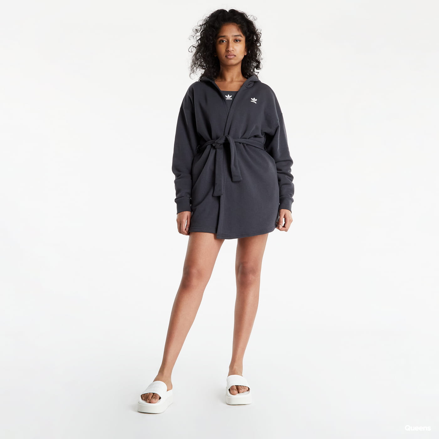 Šaty adidas Originals French Terry Hooded Dress Čierna | HU1636, 0