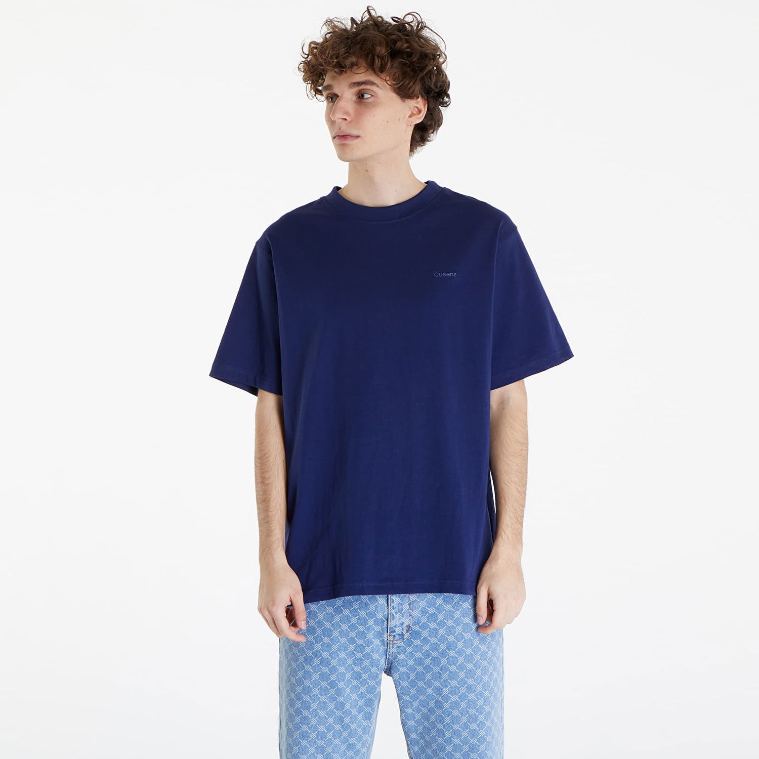 Tričko Queens Essential T-Shirt With Tonal Print Blue Navy | QNS_008, 0
