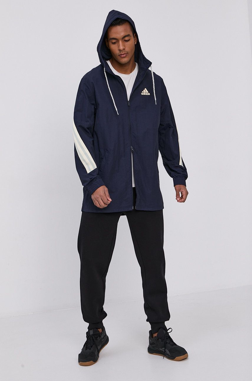 Vetrovka adidas Performance adidas Performance Hooded Jacket Navy | GM3835, 0