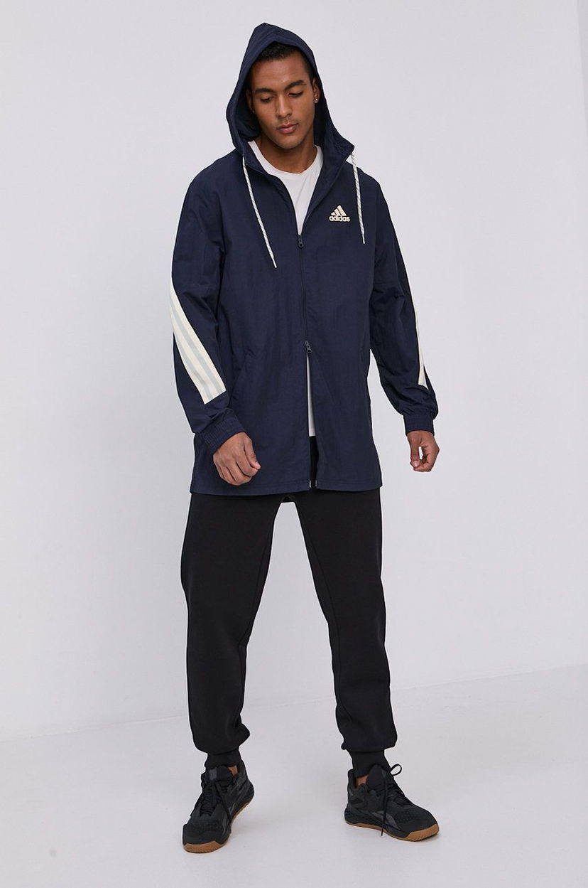 Vetrovka adidas Performance adidas Performance Hooded Jacket Navy | GM3835