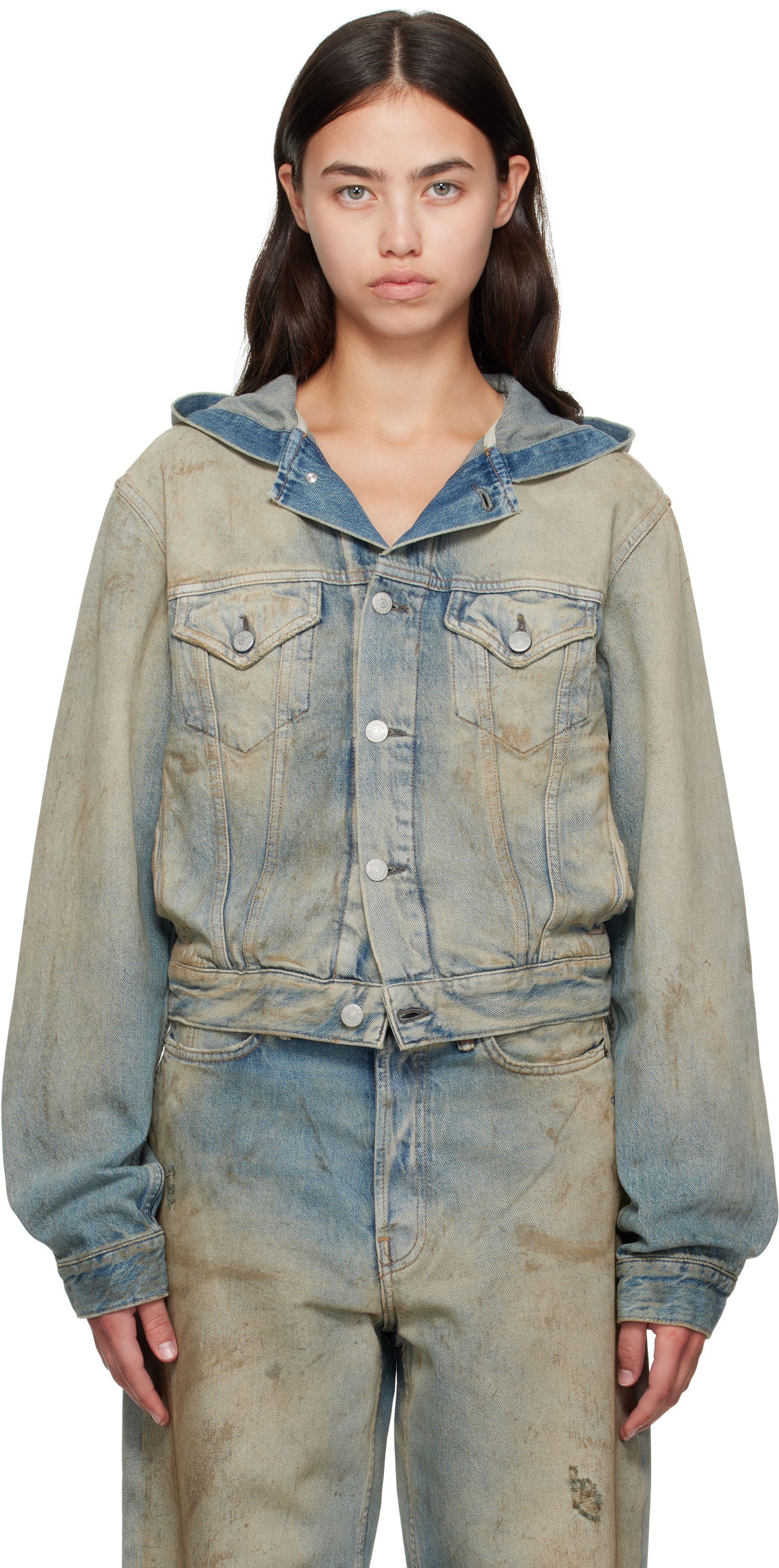 Bunda Acne Studios Acne Studios Hooded Denim Jacket Modrá | C90199-, 0