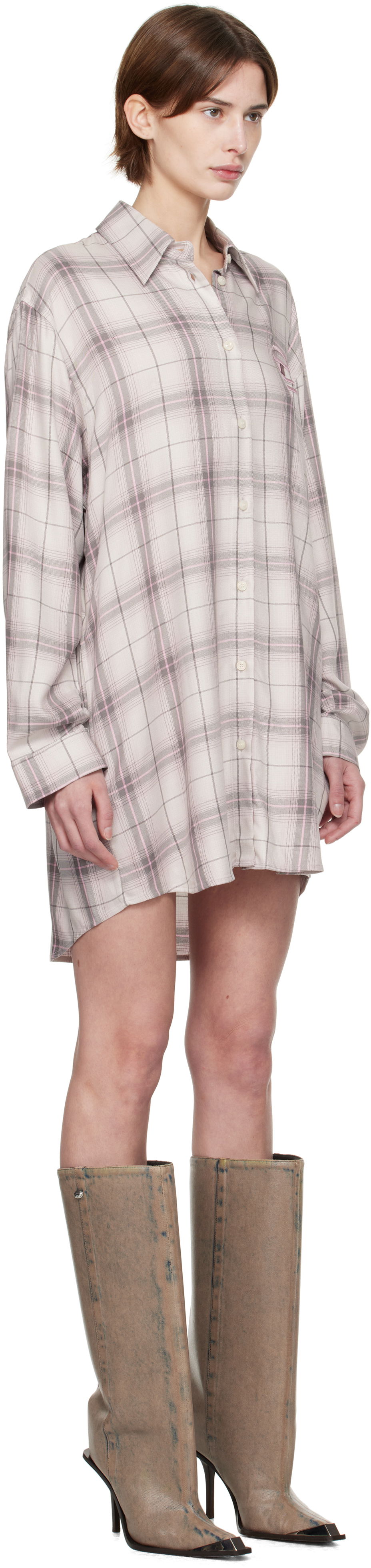 Košeľa Diesel Diesel D-Dalis-Q1 Plaid Minidress Béžová | A16836 0HQAN, 1