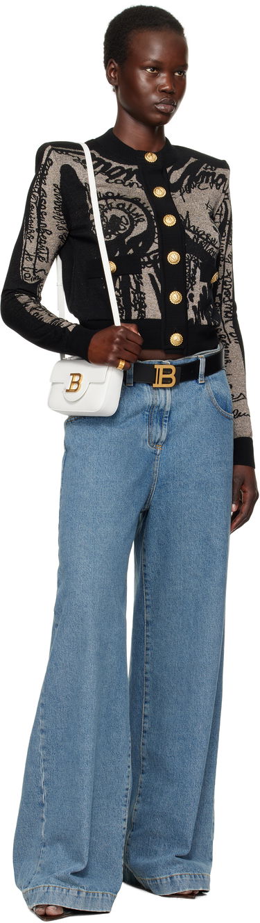 Kabelka Balmain Balmain B-Buzz 17 Grained Leather Crossbody Bag Biela | EN1DG811LPOS, 3