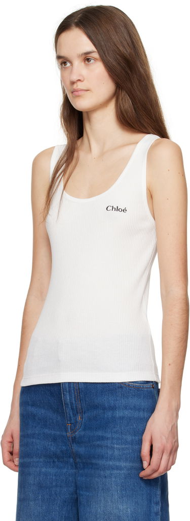 Opasok CHLOÉ Chloé Ribbed Logo Tank Top Metalická | CH25SJH12180, 3