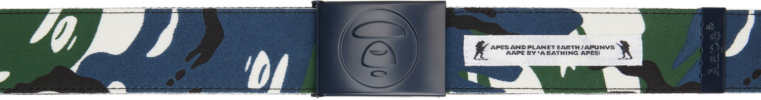 Opasok AAPE by A Bathing Ape AAPE by A Bathing Ape Moonface Logo Camo Reversible Belt Modrá | AAPBTM5325XXONYM, 0