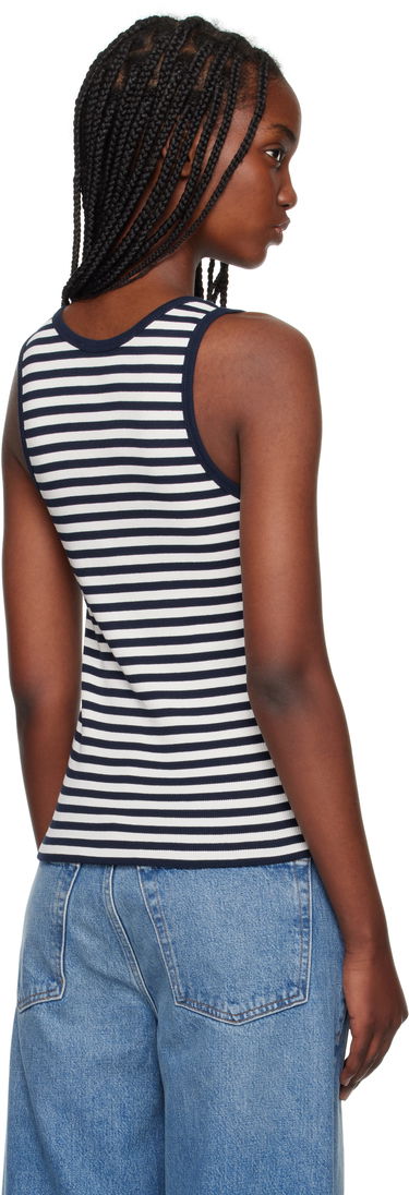 Tielko MAISON KITSUNÉ Maison Kitsuné Fox Patch Striped Ribbed Tank Top Biela | OW00609KA0028, 2