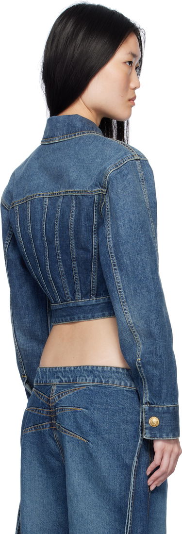 Bunda Balmain Cropped Faded Denim Jacket Modrá | EF1TC180DF65, 2