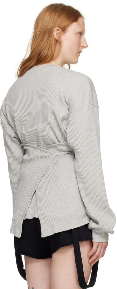Sveter Baserange Ribbed Long Sleeve Wrap T-Shirt Šedá | FSHL-RIB-000, 2