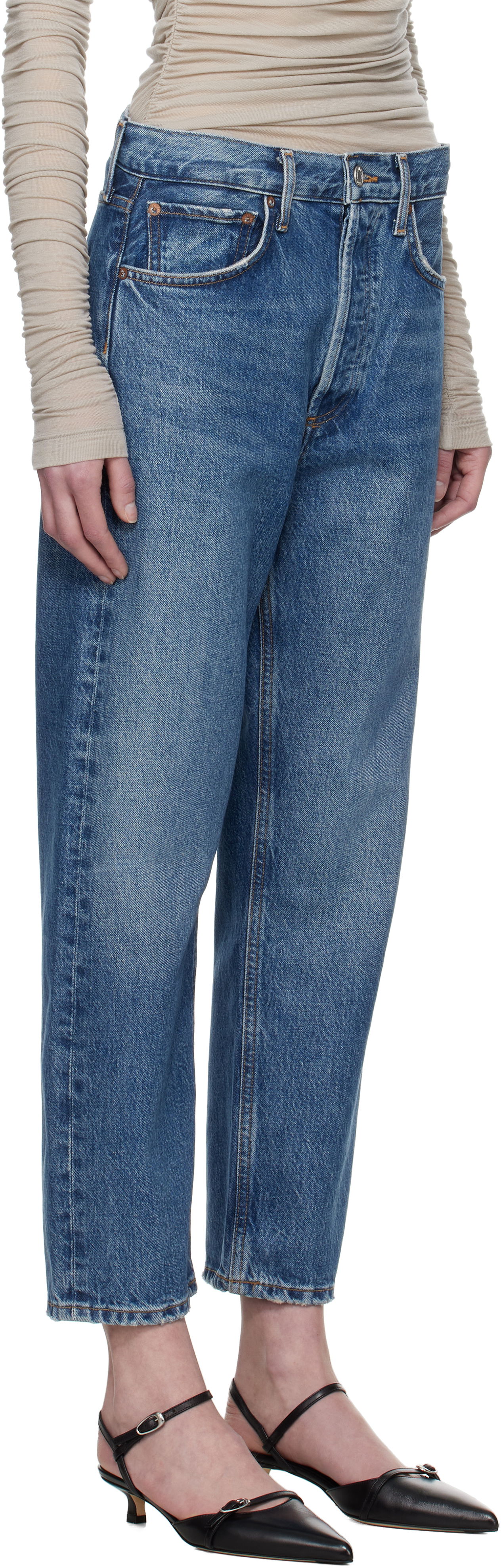 Džínsy AGOLDE AGOLDE 90's Crop Mid Rise Straight Jeans Modrá | A173-1535, 1