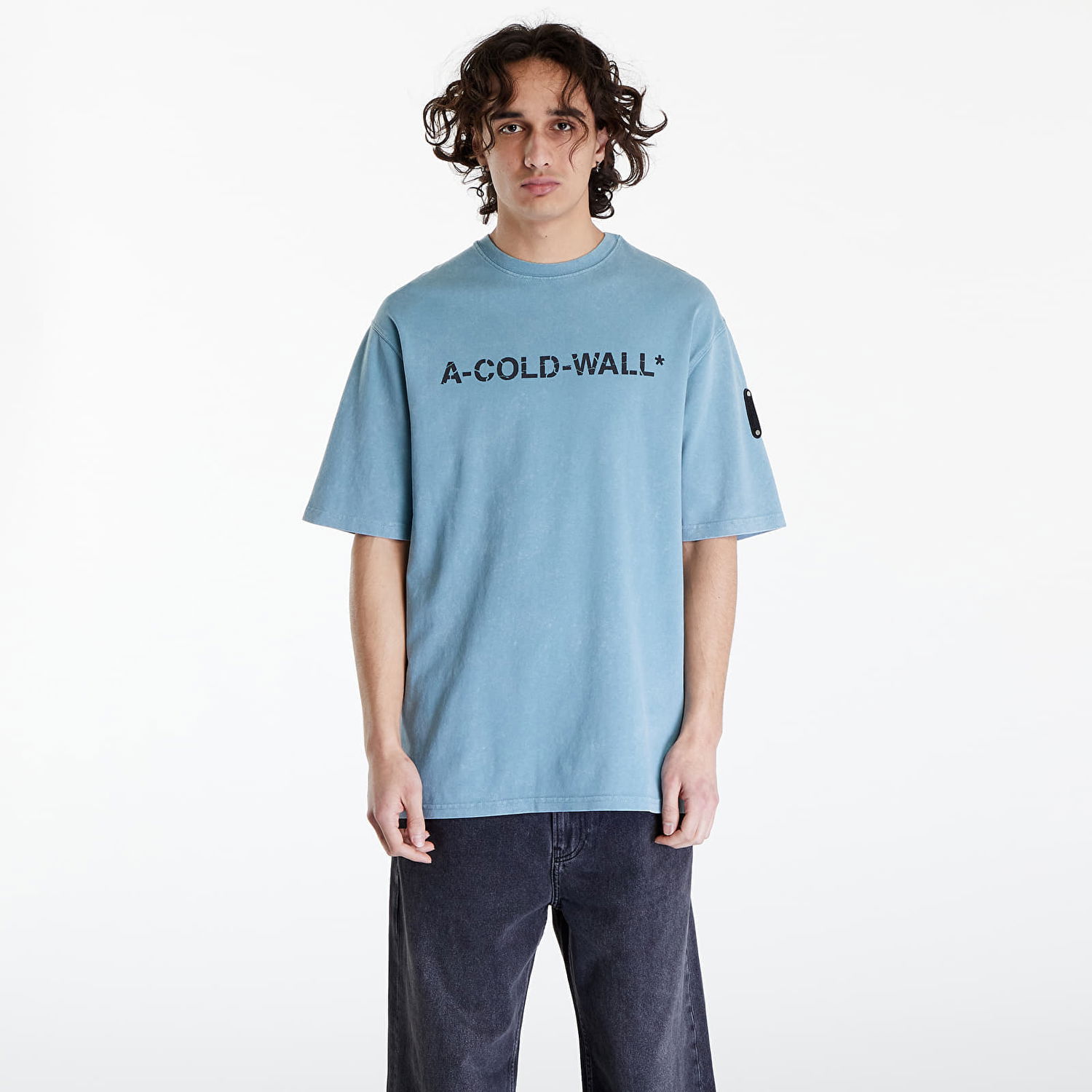 Tričko A-COLD-WALL* Overdye Logo T-Shirt Modrá | ACWMTS186 Faded Teal, 0