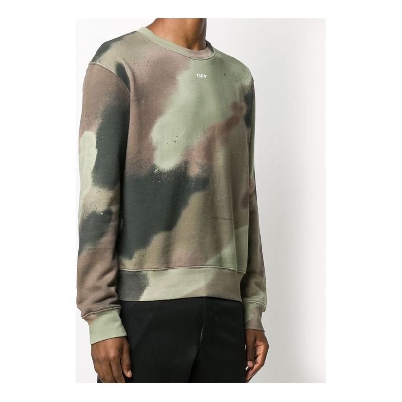 Sveter Off-White Arrows Logo Print Sweatshirt Zelené | OMBA025E20FLE0086001