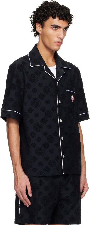 Košeľa Casablanca Towelling Monogram Short Sleeve Shirt Čierna | M-SP26-SH-085-02, 1