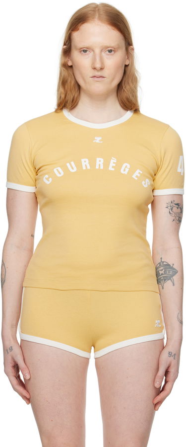 Tričko Courrèges Contrast Trim T-Shirt Žltá | 323JTS017JS0093, 0