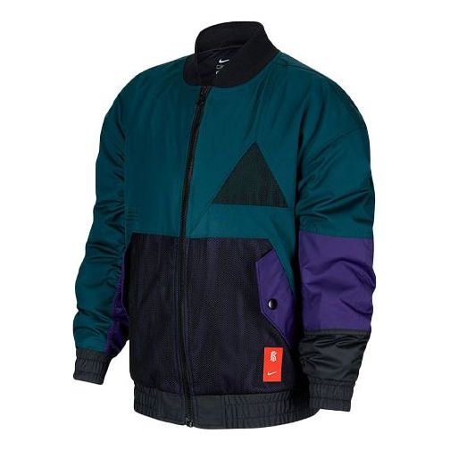 Bomber bunda Nike Colorblock Long Sleeves Logo Jacket Zelené | CU8921-300