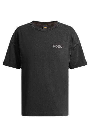 Tričko BOSS BOSS Relaxed-Fit Cotton T-Shirt with Logo Čierna | 50535106, 0