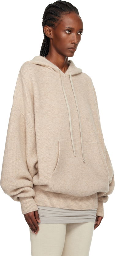 Mikina Rick Owens Concordians Hun Oversized Knitted Hoodie with Kangaroo Pocket Béžová | RO02E4660 KWP, 1