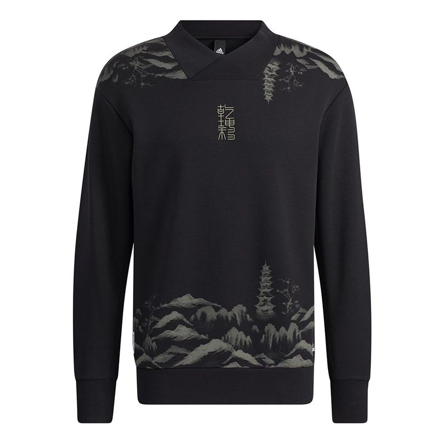 Mikina adidas Originals V-Neck Story Pullover Čierna | H39287, 0