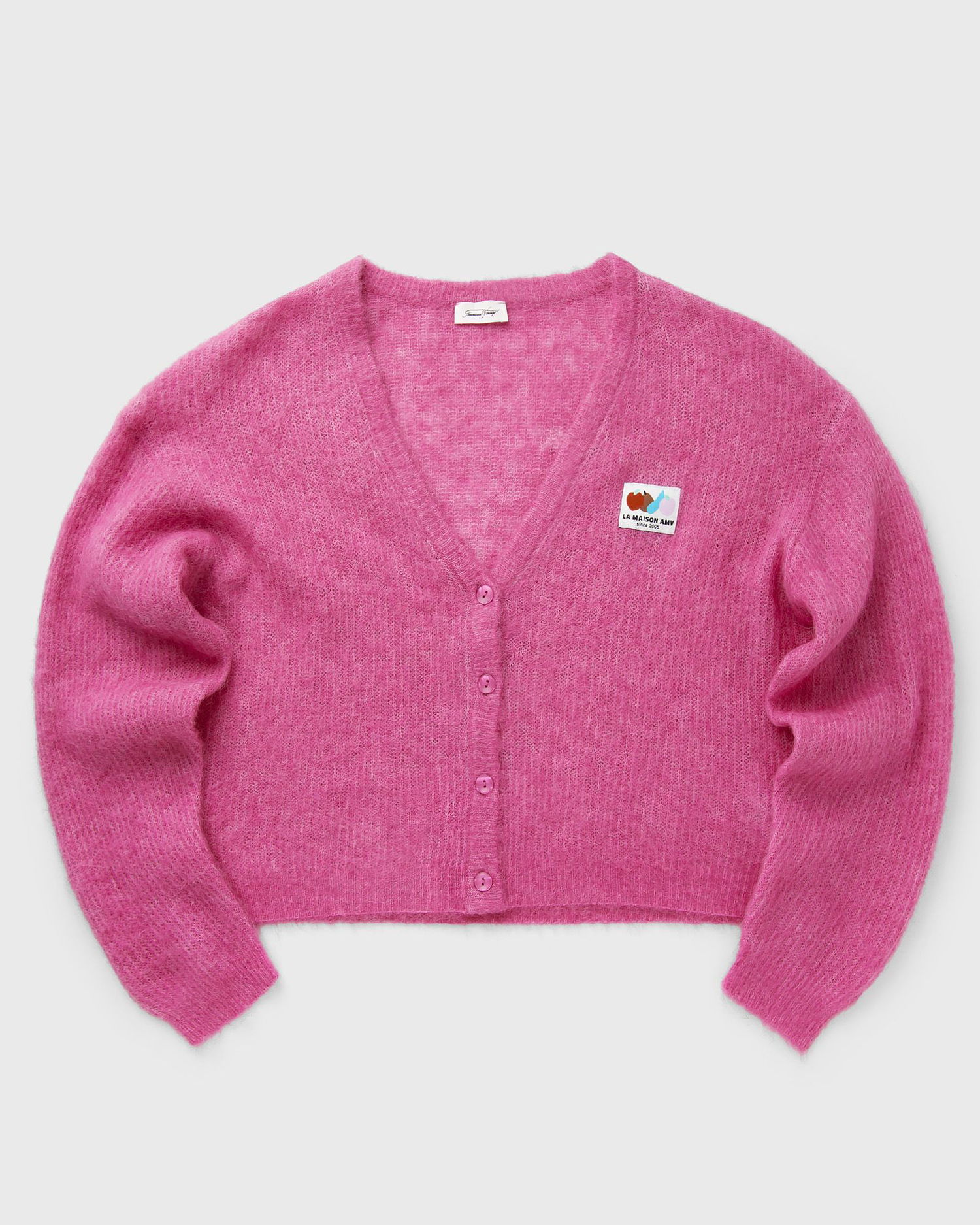 Sveter American Vintage Nenybay Knitted Cropped Cardigan Ružová | NEN19AE25-HIBISCUS, 0