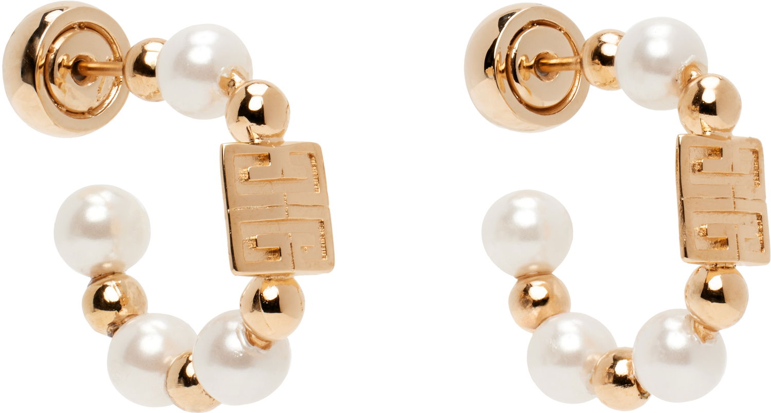 Náušnice Givenchy Pearl & Gold-Tone Hoop Earrings Metalická | BF111PF03U645, 1