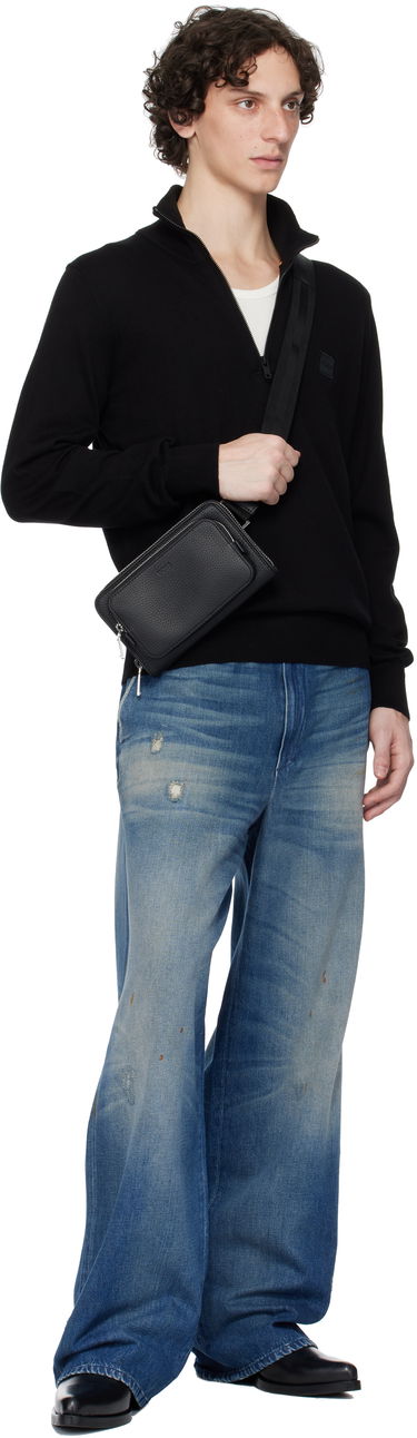 Ľadvinka BOSS BOSS Pebble-Grained Leather Wallet Bag Čierna | 50529286, 3