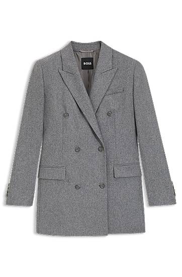 Bunda BOSS BOSS Double-Breasted Long Blazer Šedá | 50548736