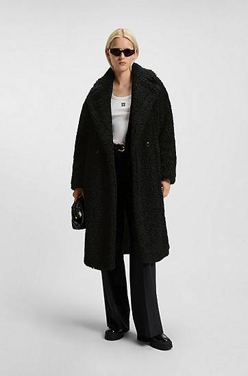 Kabáty BOSS Oversized-fit coat in faux fur Čierna | 50547610, 1