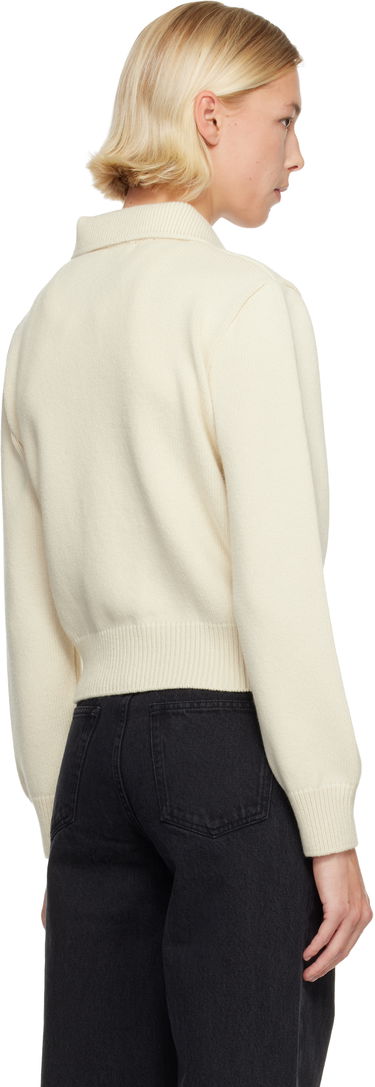 Sveter A.P.C. Cropped Knit Polo Collar Cardigan Biela | WVBDN-F22315, 2