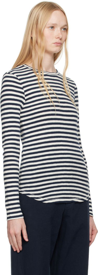 Tričko YMC YMC Earth Stripe Long Sleeve T-Shirt Navy | Q6AZE, 1