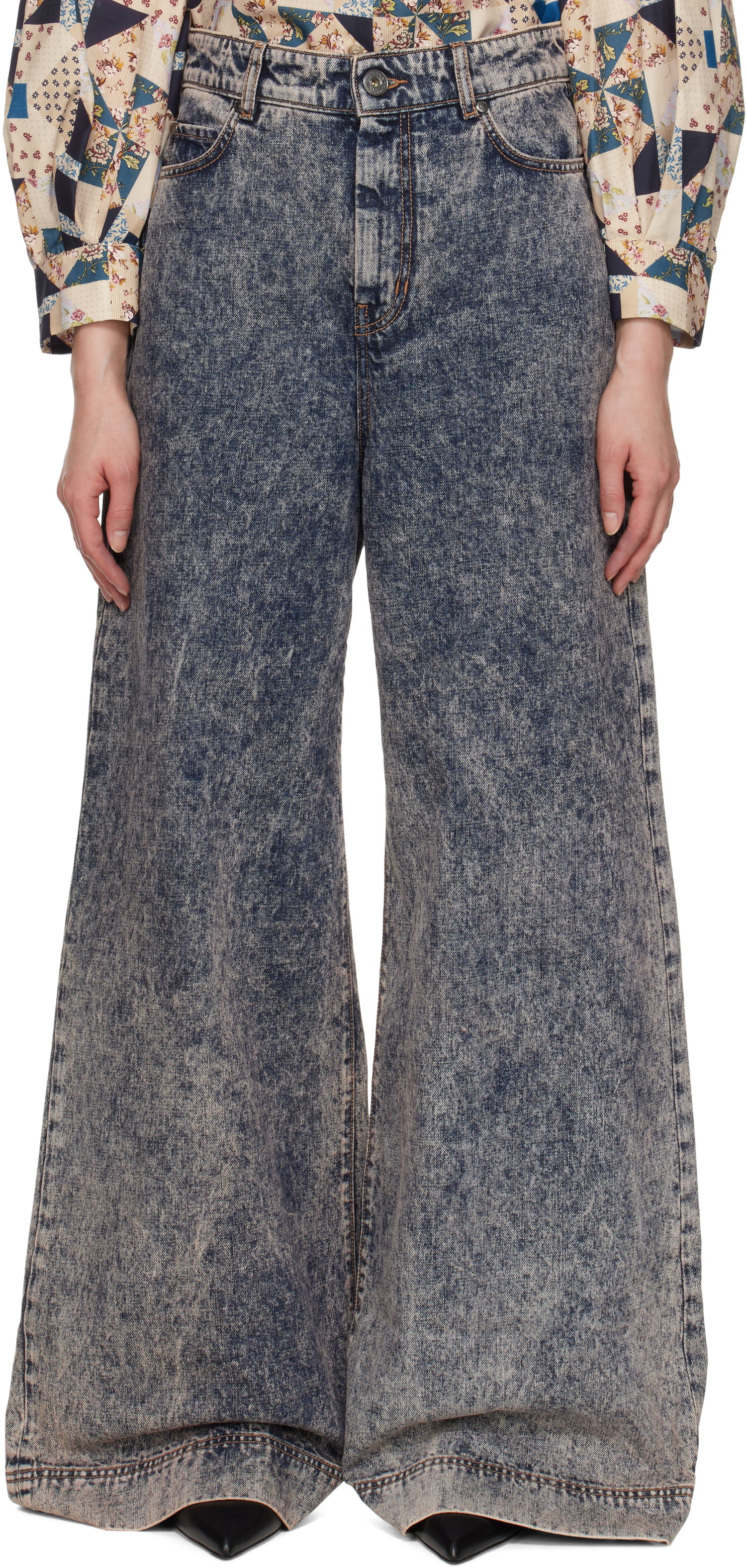 Džínsy Max Mara Weekend Max Mara Pallore Acid Wash Wide Leg Jeans Modrá | 2515181041600, 0