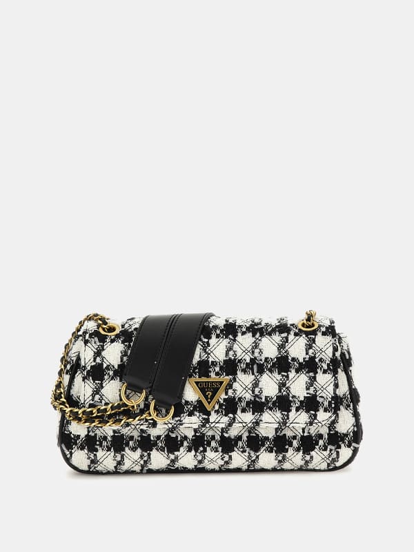 Taška cez rameno GUESS Giully Tweed Crossbody Bag Biela | HWTW8748210, 0