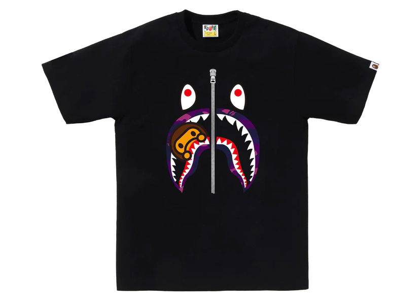 Tričko BAPE BAPE Color Camo Milo Shark Tee Black/Purple Čierna | 2J70-110-003