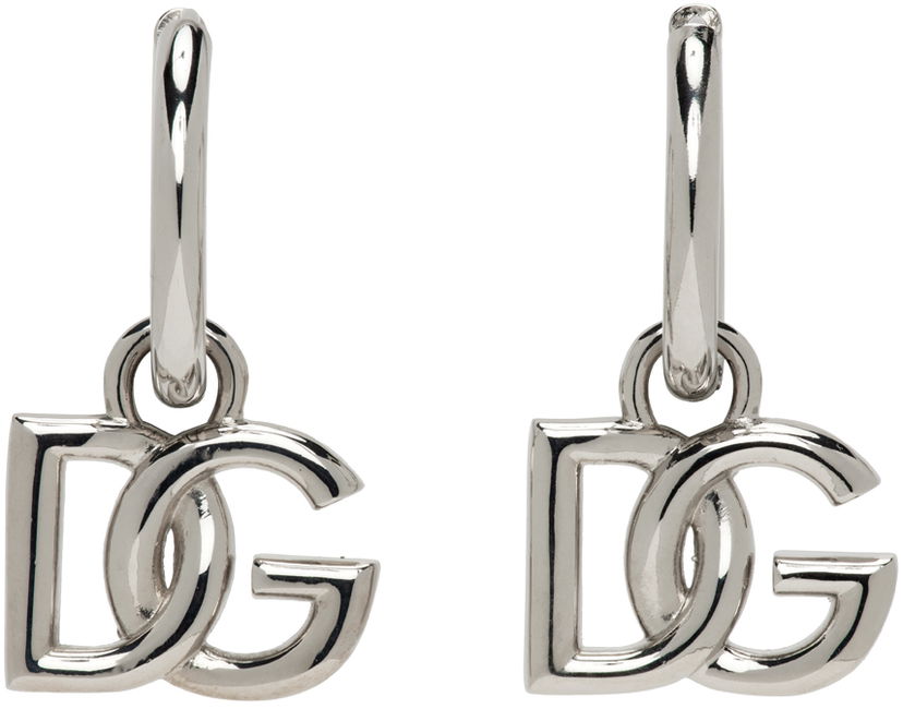 Náušnice Dolce & Gabbana Silver Logo Earrings Metalická | WEN5L3W1111