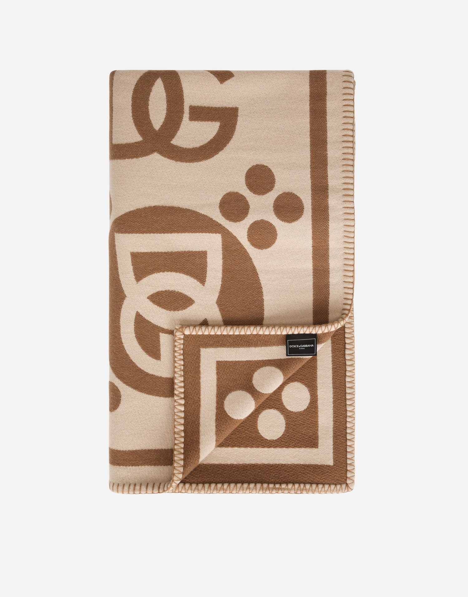 Home decor Dolce & Gabbana Dolce & Gabbana Wool Jacquard DG Logo Pattern Blanket Béžová | TCE012TCAN2U0052, 1