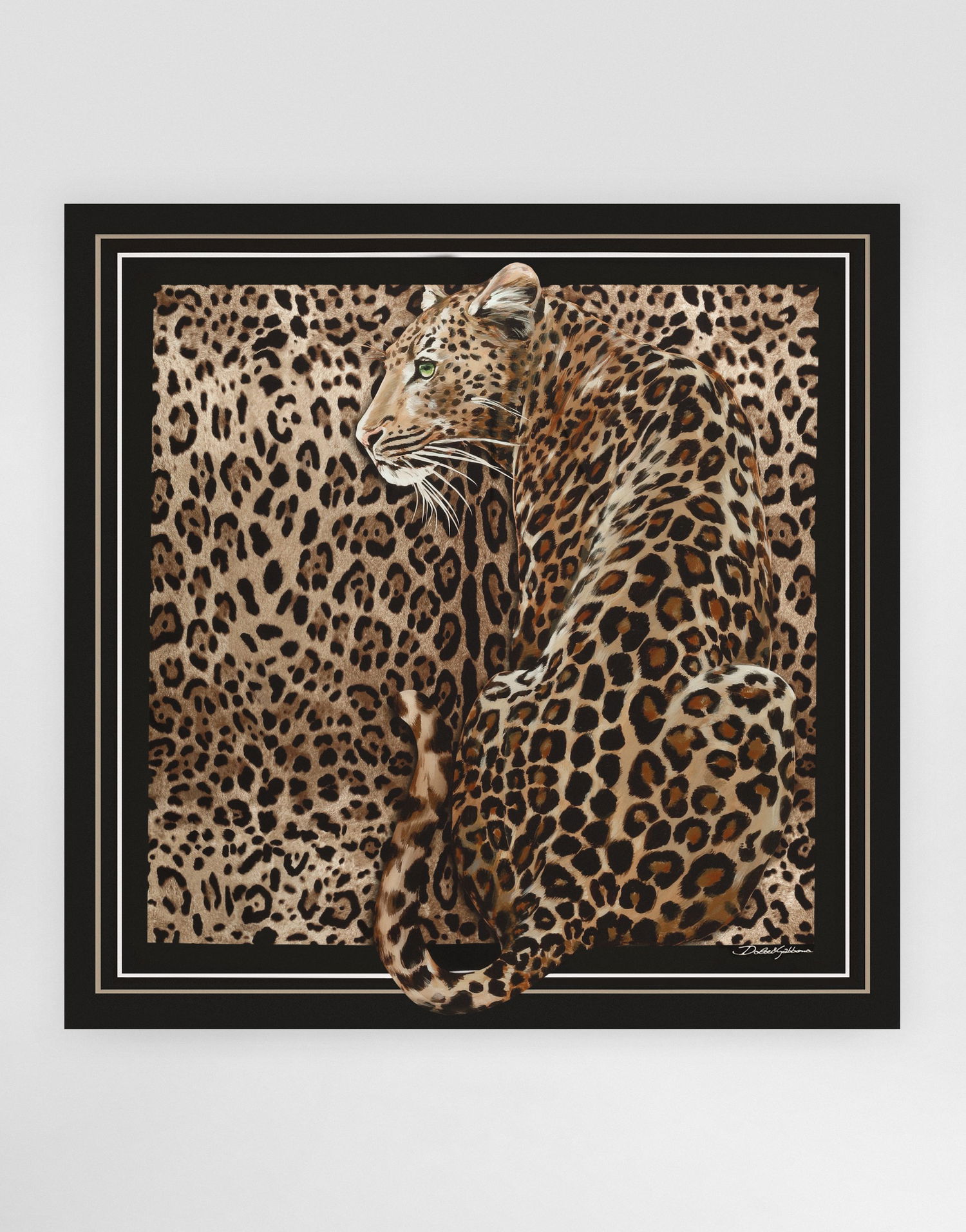 Šál Dolce & Gabbana Leopard-print Silk Twill Square Scarf Čierna | FN090RGDCUVHY5LD, 0