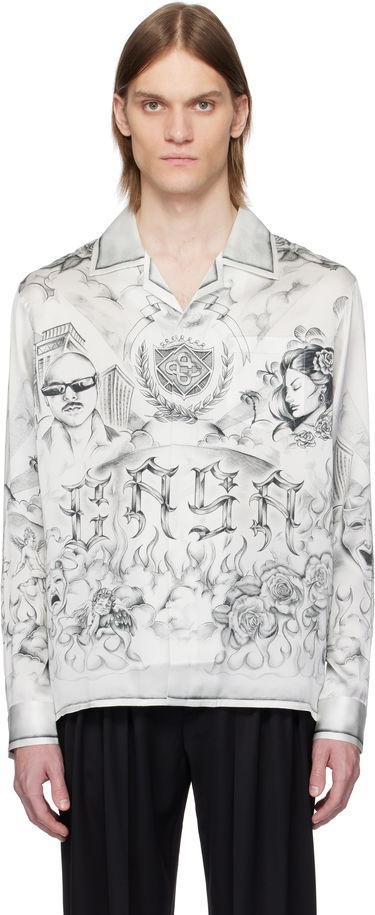 Košeľa Casablanca Casablanca Tattoo Print Silk Shirt Biela | U-MS25-SH-006-06, 0