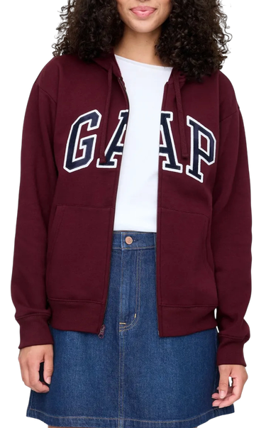 Mikina GAP Full-Zip Logo Hoodie Vínová | 678782-10, 0