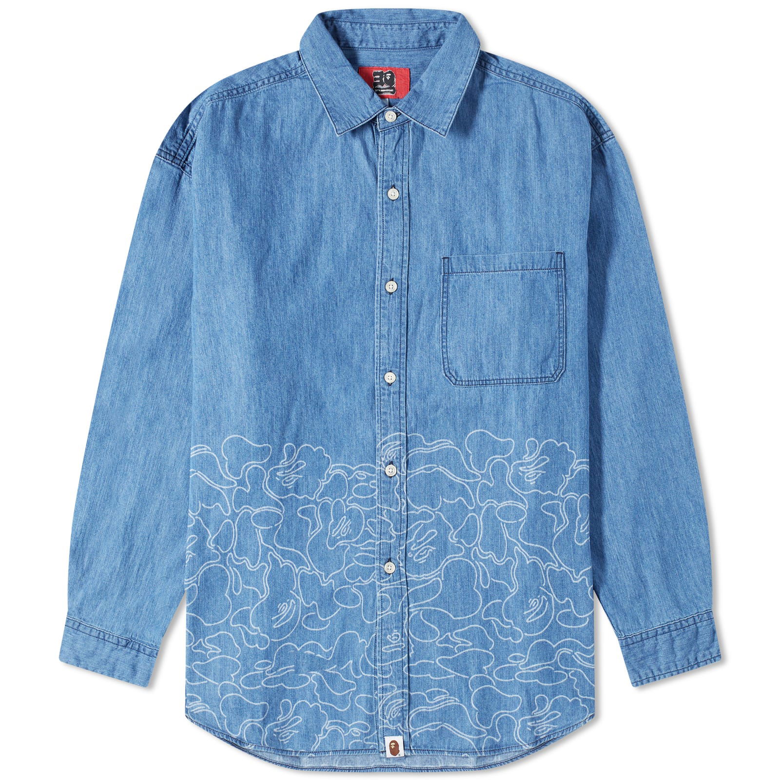 A Bathing Ape Men's 30th Anniversary Denim Shirt Light Indigo