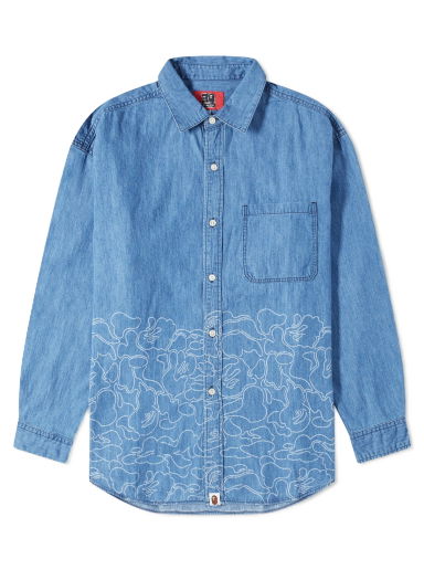 Košeľa BAPE A Bathing Ape Men's 30th Anniversary Denim Shirt Light Indigo Modrá | 001SHJ701001F-LIN