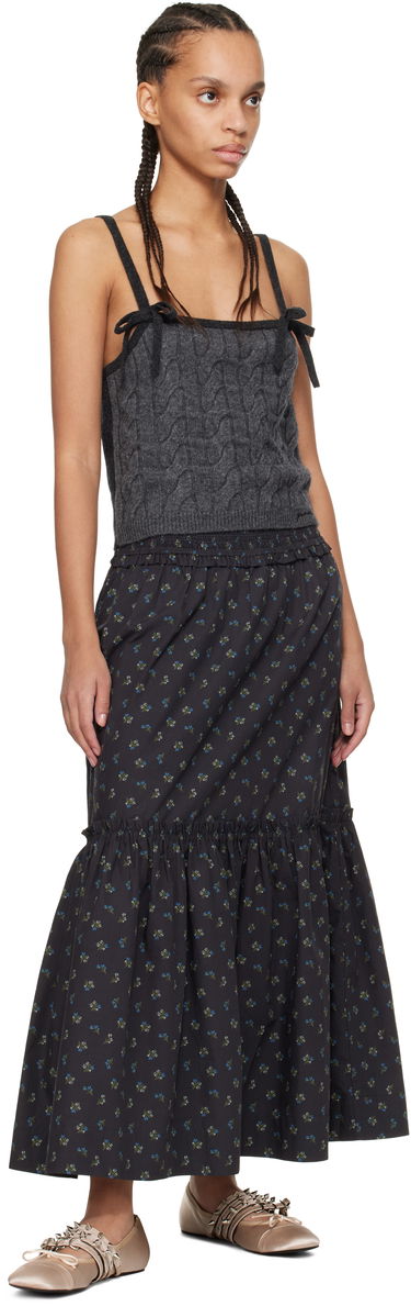 Tielko GANNI Gray Cashmere Mix Strap Tank Top Čierna | K2417, 3